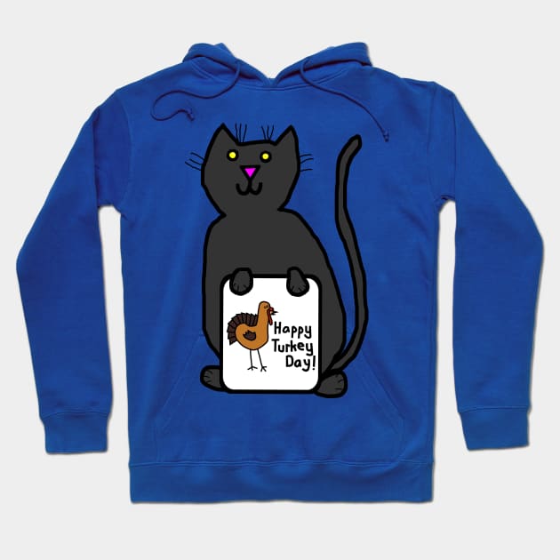 Cute Cat with Thanksgiving Turkey Greetings Hoodie by ellenhenryart